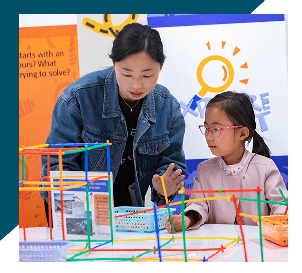 Child engaging with interactive exhibit